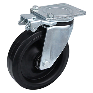Ruedas con bloqueo direccional para cargas pesadas con rueda de goma elástica negra de 500 kg