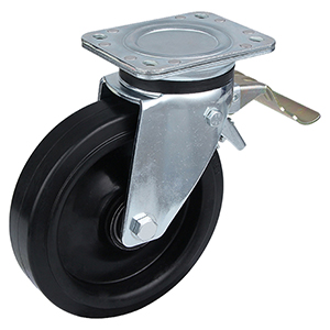 Ruedas con freno trasero para cargas pesadas con rueda de goma elástica negra