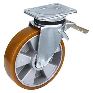 Fabricantes de ruedas giratorias con freno de cola de poliuretano de fundición para equipos pesados